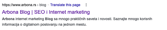 SEO meta podaci u rezultatima pretraživanja
